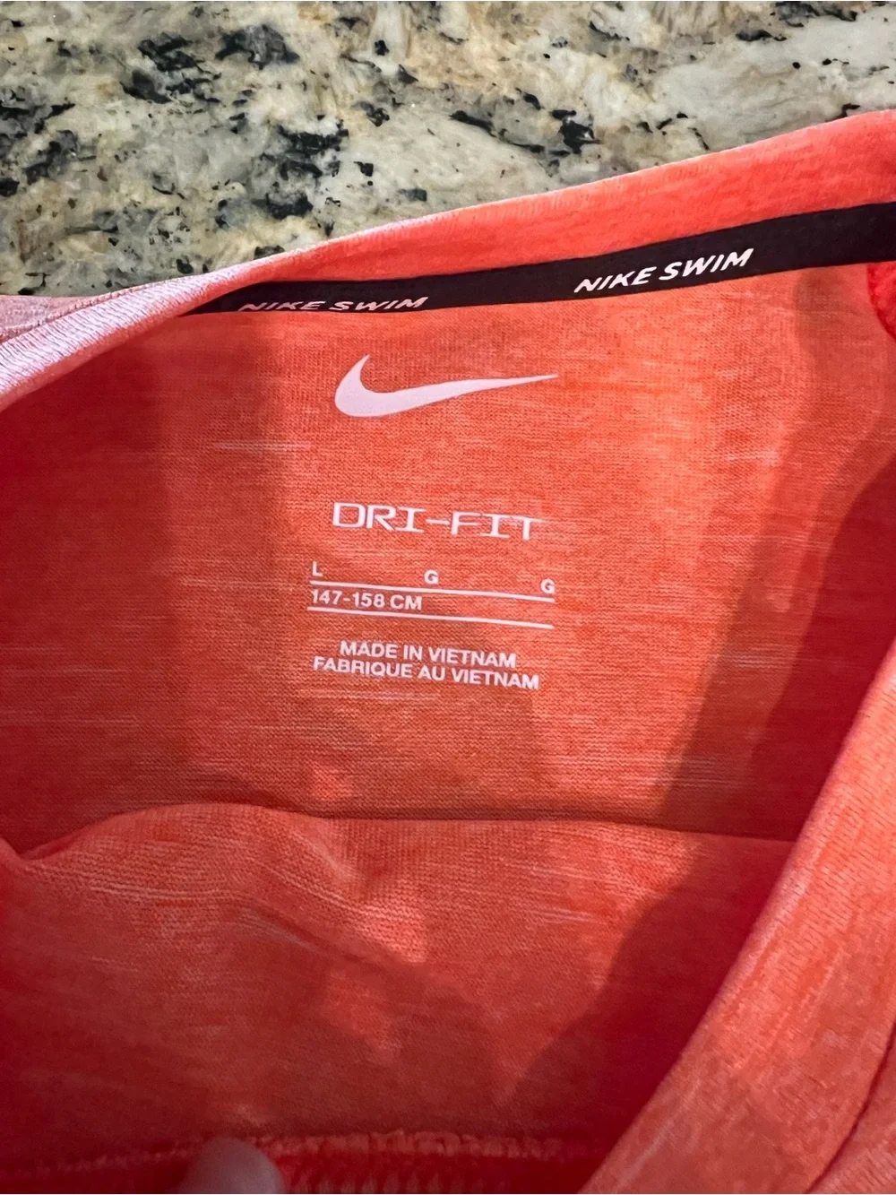 Nike Kids Orange Heather Dri-FIT Swim Rashguard with Black Swoosh